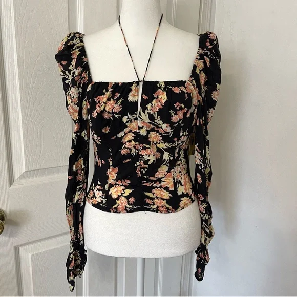 NWOT Free People Hilary Floral Long Sleeve Crop - Picture 6 of 10